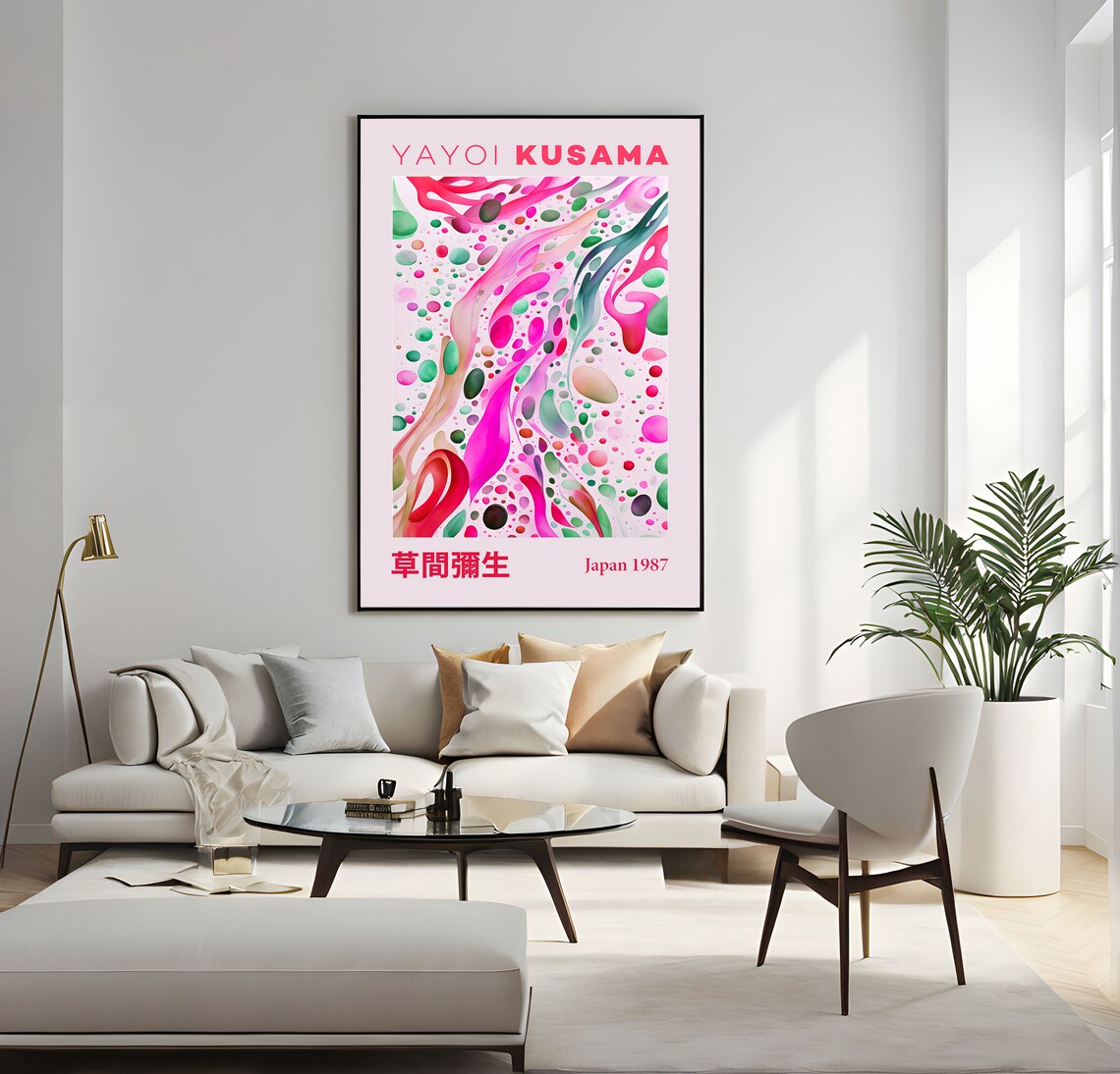 Yayoi Kusama Japan 1987 Abstract Fluid Pink Green Art Poster - Image 4