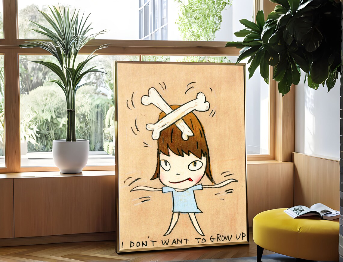 Yoshitomo Nara I Dont Want to Grow Up Crossbones Girl Wall Art - Image 2