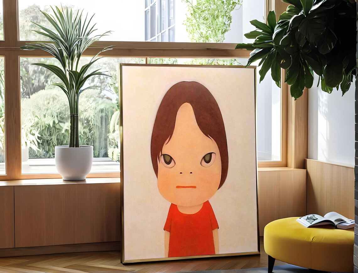 Yoshitomo Nara Tamago Big Eyed Girl Red Shirt Japanese Art Poster - Image 4