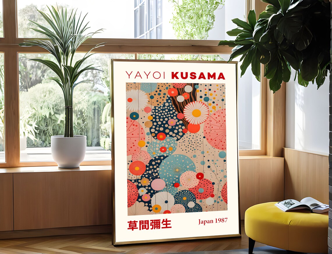 Yayoi Kusama Floral Polka Dot Symphony on Wood 1987 Art Poster - Image 4