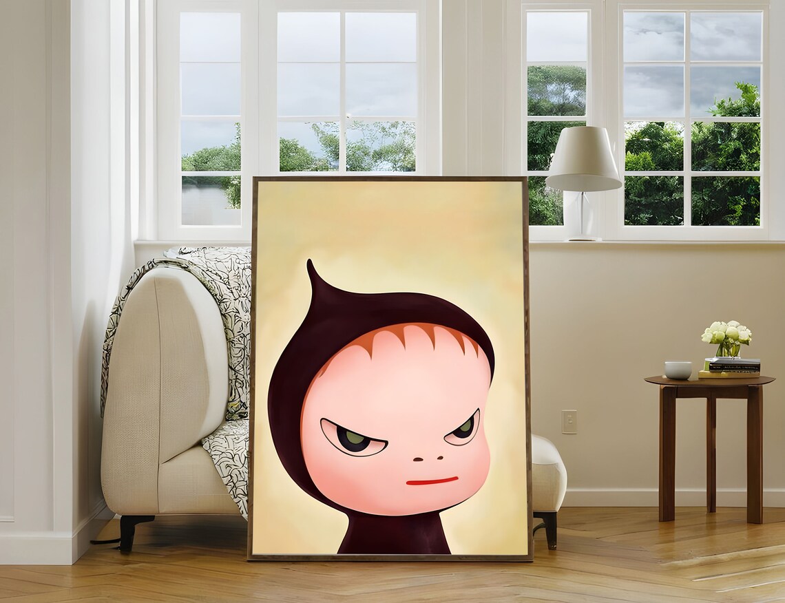 Yoshitomo Nara Whimsical Defiance In Black Hooded Child Poster - Image 2