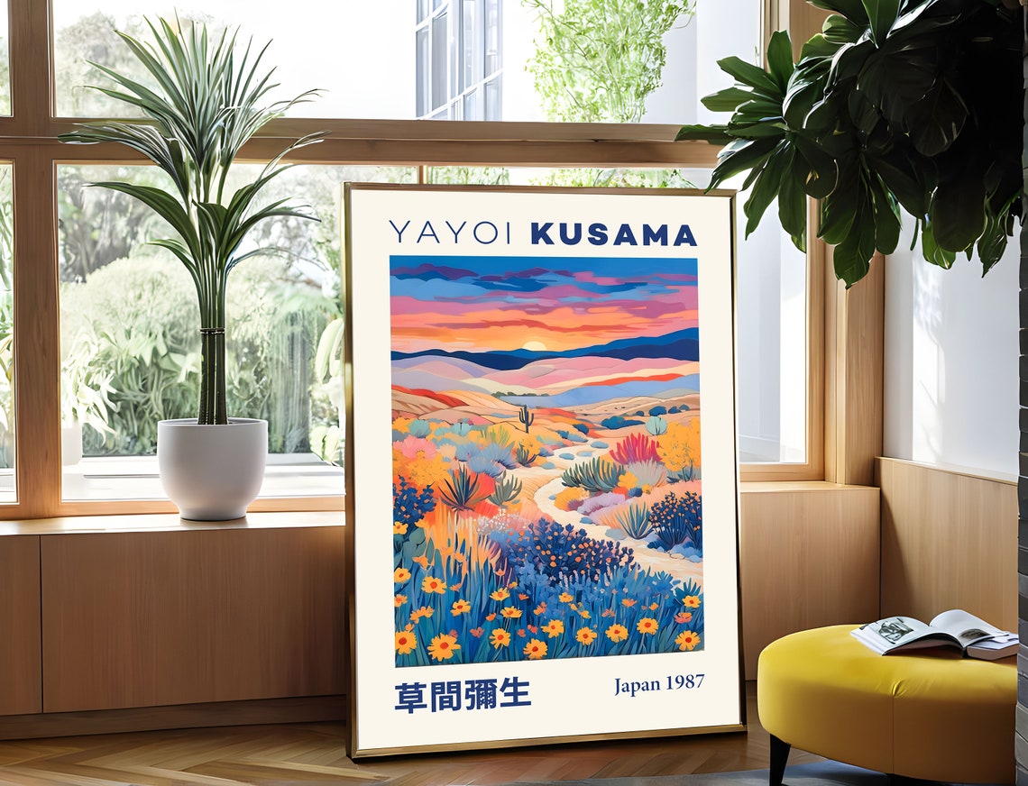 Yayoi Kusama Western Desert Sunset Cactus Wildflower Japan 1987 Poster - Image 2