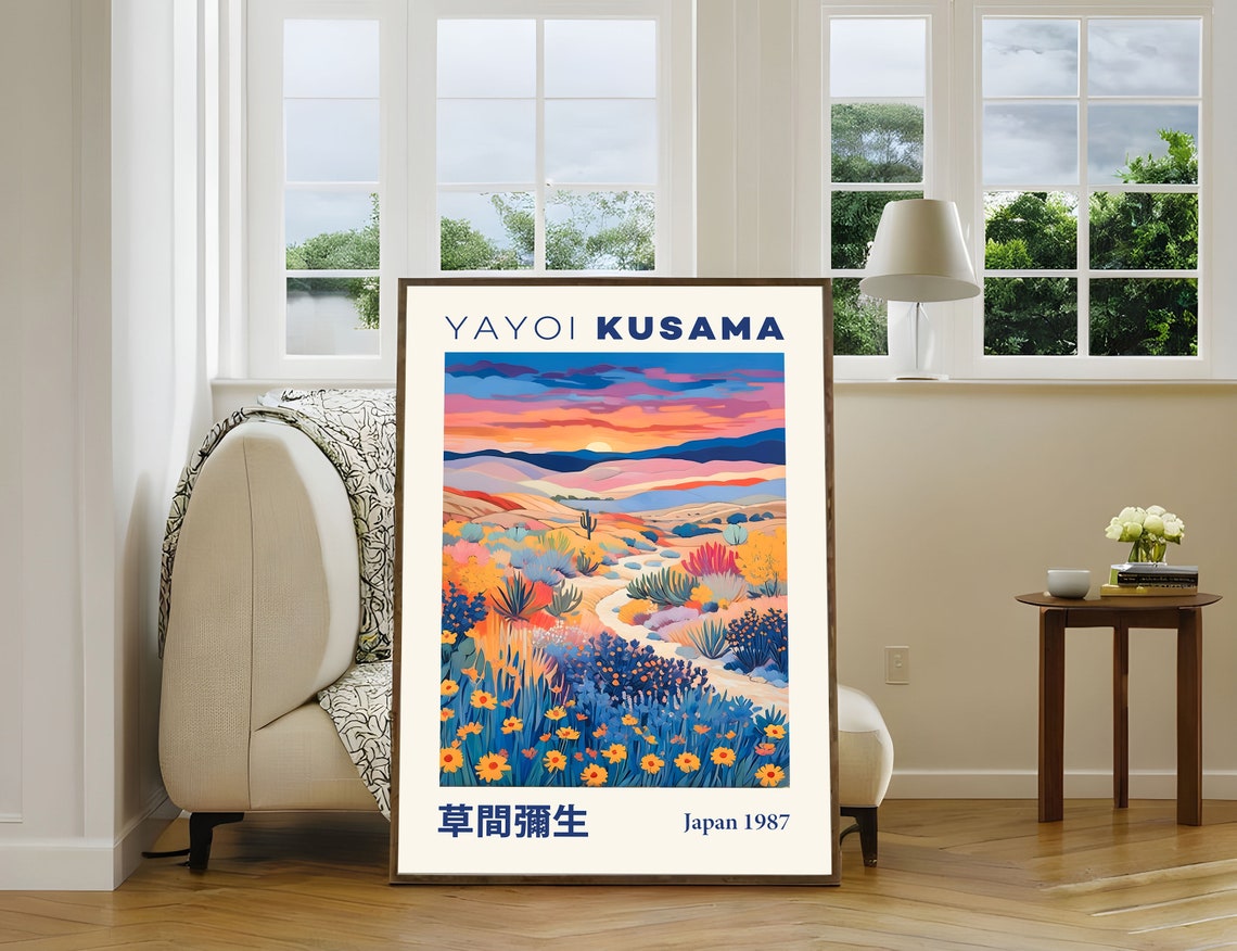 Yayoi Kusama Western Desert Sunset Cactus Wildflower Japan 1987 Poster - Image 4