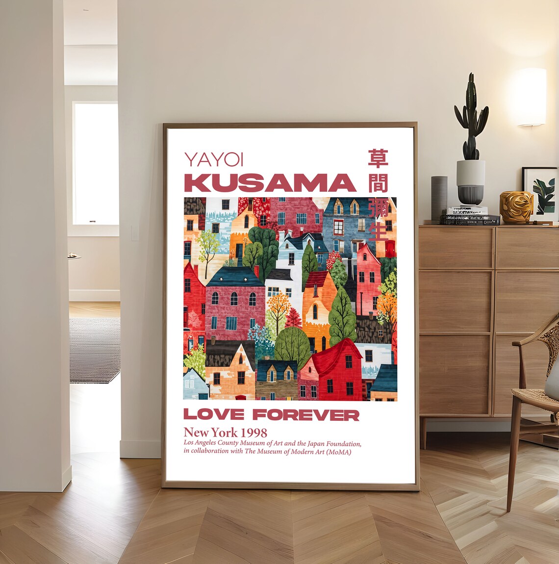 Yayoi Kusama Love Forever New York 1998 Village Houses Poster - Image 3