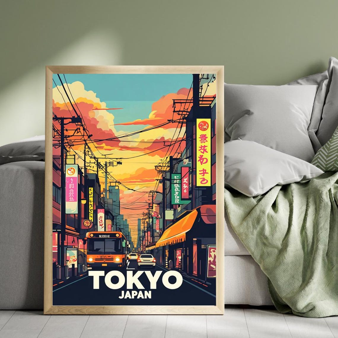 Tokyo Japan Sunset Cityscape Retro Neon Street Travel Poster - Image 4