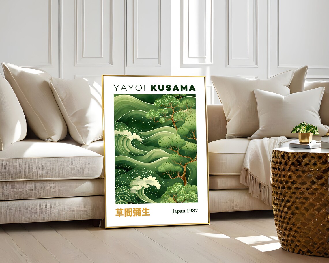 Yayoi Kusama Green Waves Japanese Nature Japan 1987 Art Poster - Image 3
