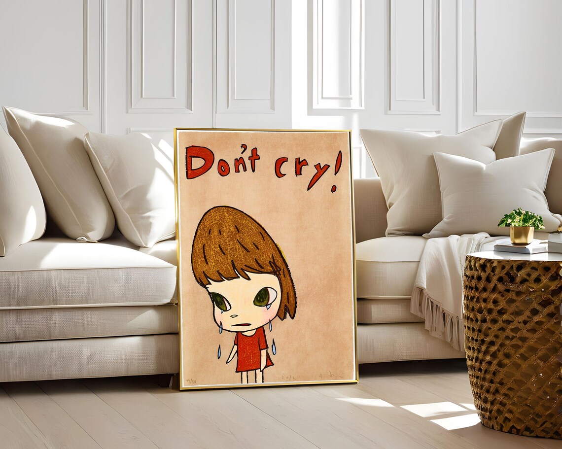 Yoshitomo Nara Dont Cry 2012 Teary Girl Red Text Quote Poster - Image 4