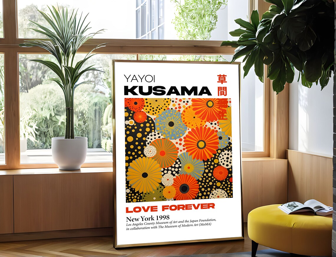 Yayoi Kusama Love Forever New York 1998 Flower Heads Dots Poster - Image 4