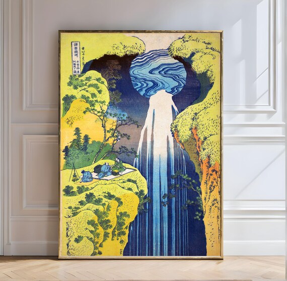 Hokusai Amida Falls Deep Kiso Mountains Japanese Waterfall Art Poster