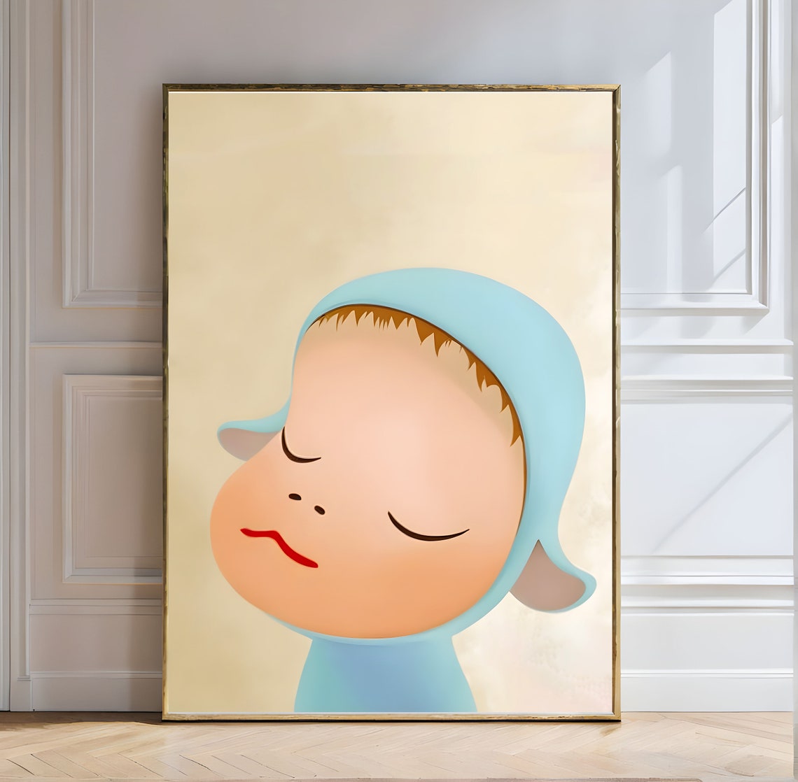 Yoshitomo Nara Dreamy Child In Baby Blue Sleeping Portrait Poster