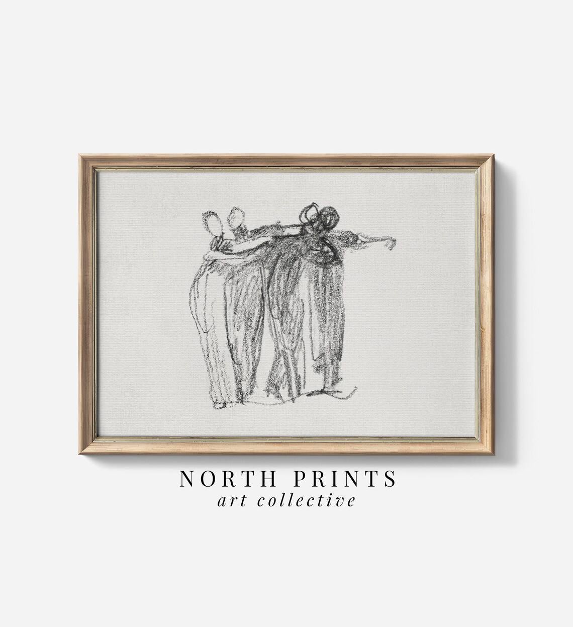 Antique Sketch Art Print, Neutral Vintage Figure