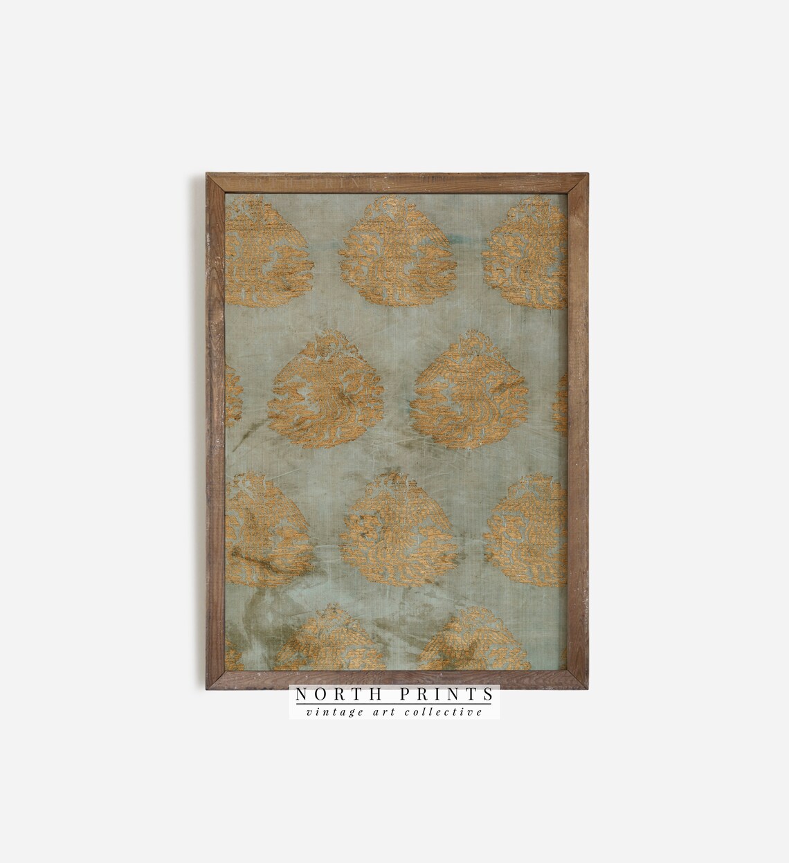 Antique Green Gold Tapestry, Vintage Art Print - Image 2