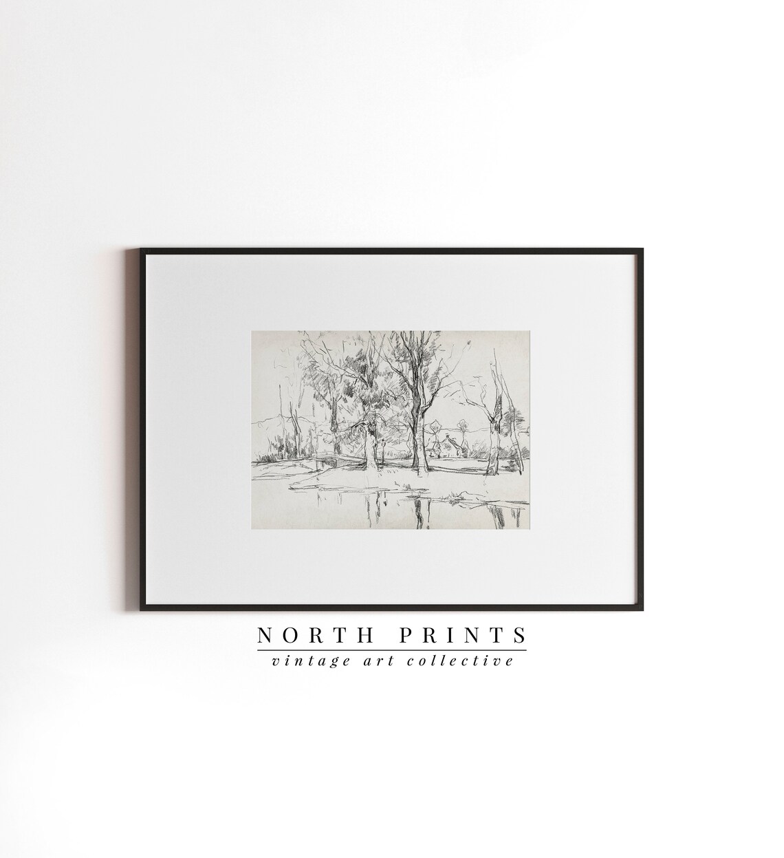 Minimalist Landscape Drawing, Neutral Farmhouse Art - Image 2
