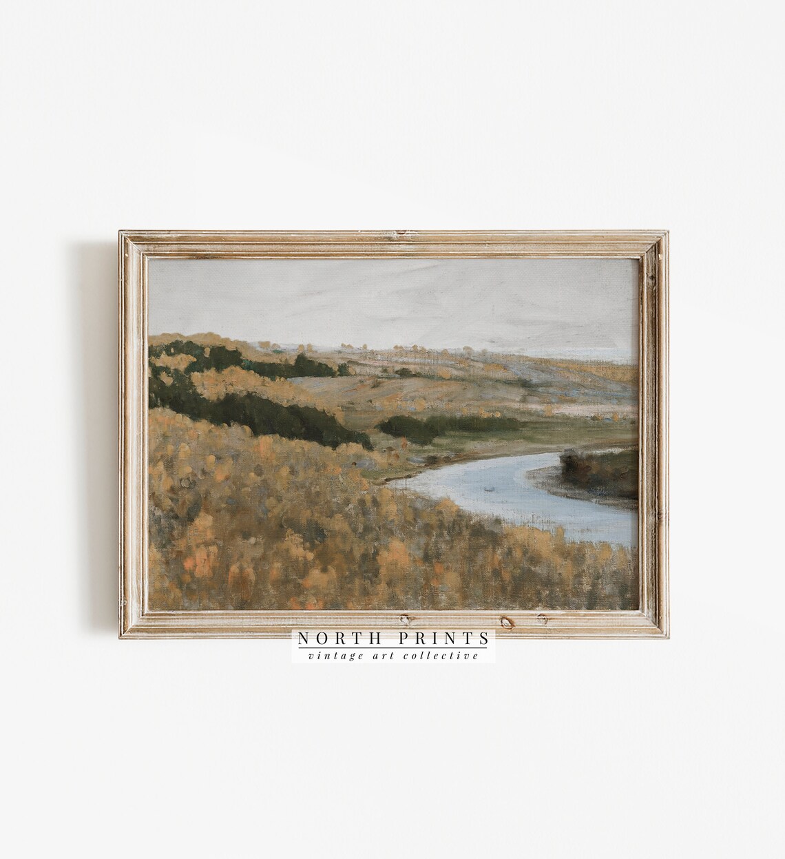 Golden Autumn River Valley Vintage Landscape Oil Painting Poster - Image 4