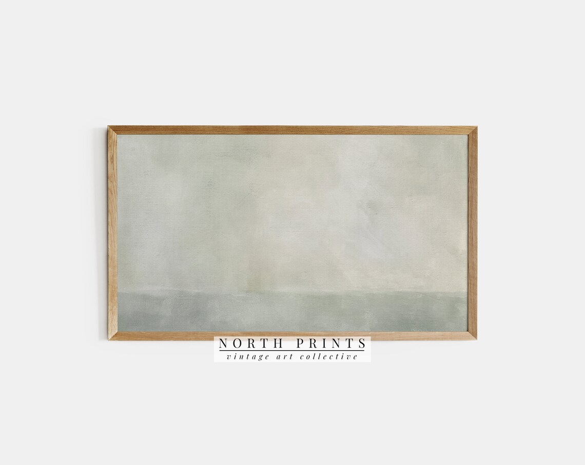 Sage Green Abstract Seascape Horizon Minimalist Vintage Art Print