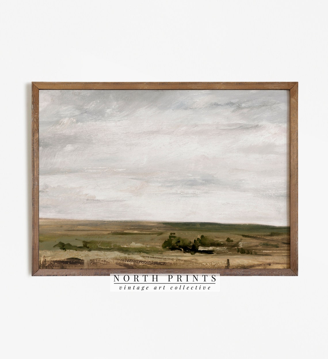 Vast Countryside Field Cloudy Sky Vintage Landscape Painting Poster - Image 4