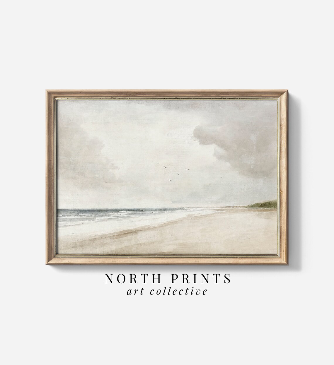 Muted Coastal Beach Neutral Painting Art Print - Image 3