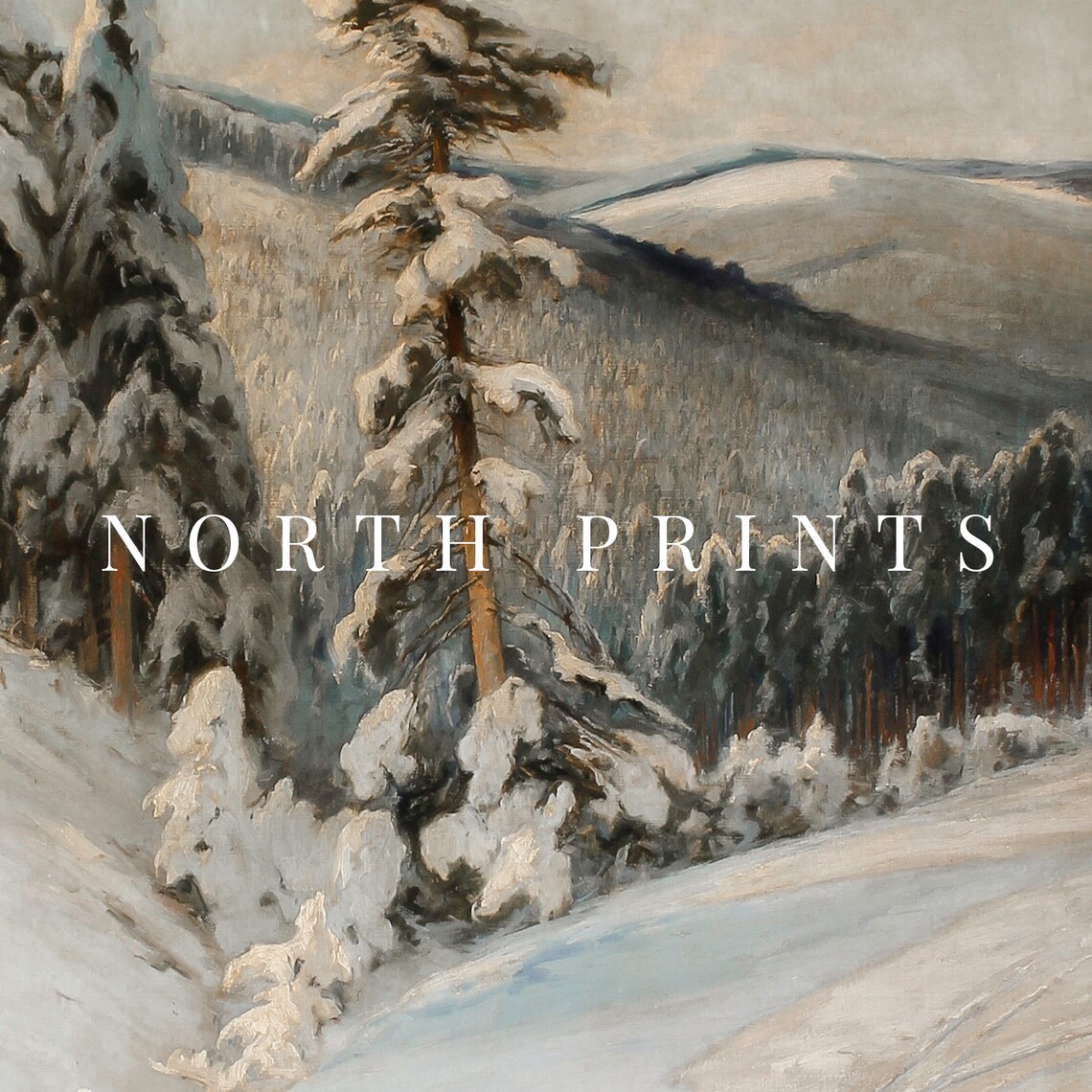 Rustic Winter Painting, Vintage Forest Landscape Art Print - Image 2