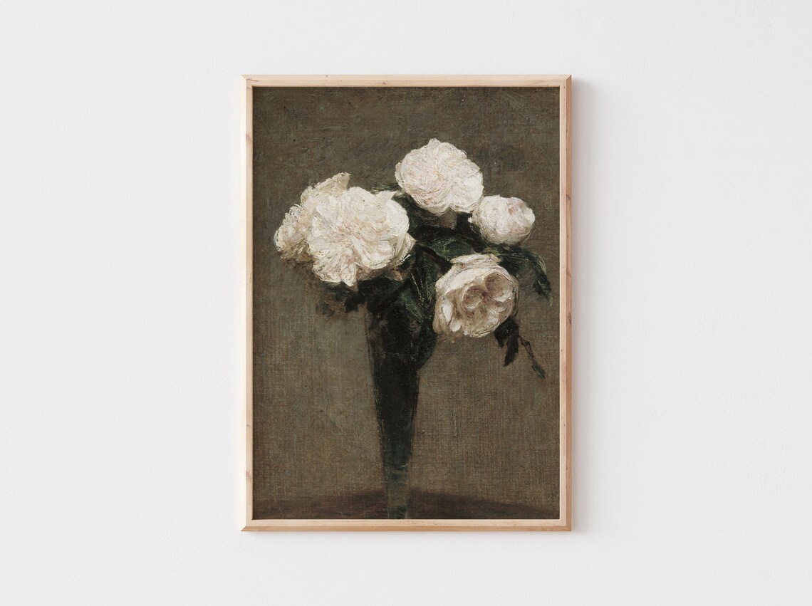 White Rose Painting, French Vintage Botanical Print - Image 3