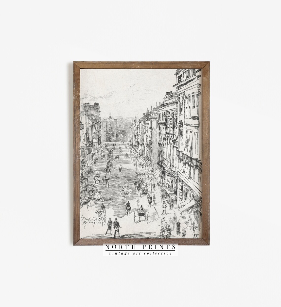 Neutral Cityscape Sketch Art, Antique Architecture Print - Image 3