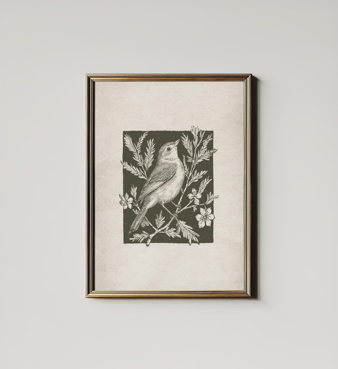 Antique Winter Bird Minimalist Farmhouse Art Print