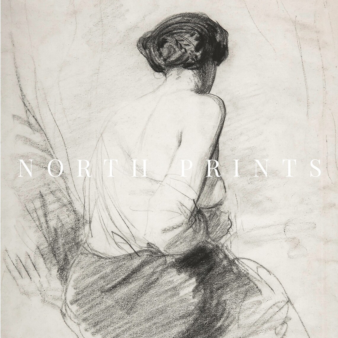 Antique Woman Sketch Art Print, Neutral Bathroom Decor - Image 2