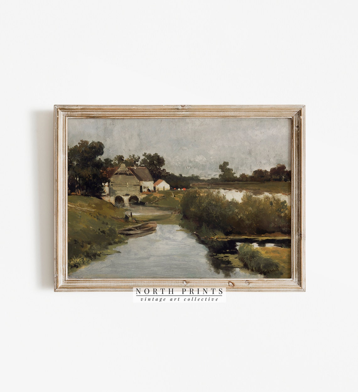 Riverside Farmhouse Old Mill Wooden Boat Vintage Country Poster - Image 3