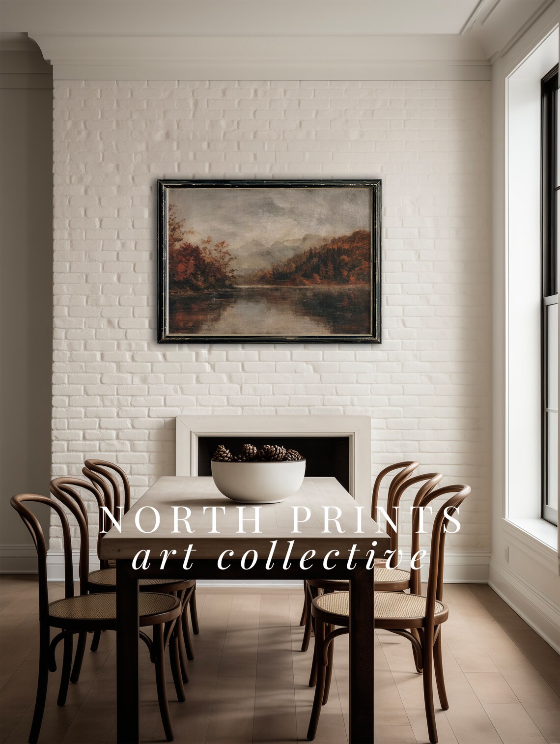Rustic Fall Lake Landscape Art Print, Moody Autumn - Image 3