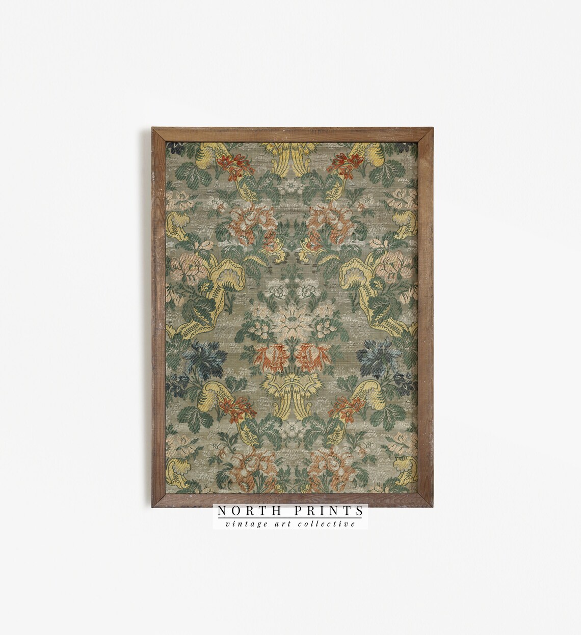 Vintage Textile Art Rug Pattern, Green Tapestry