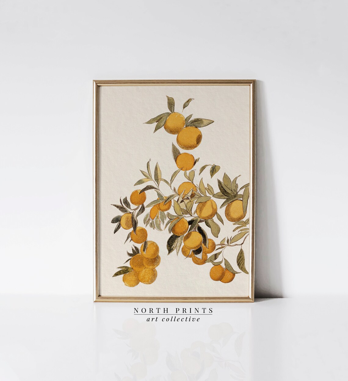Orange Fruit Painting, Vintage Farmhouse Art Print