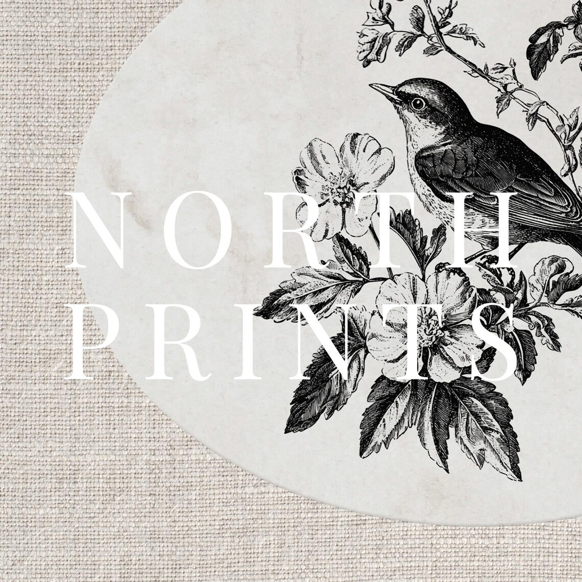 Bird On Blossom Branch Oval Engraving Vintage Bird Art Print - Image 3
