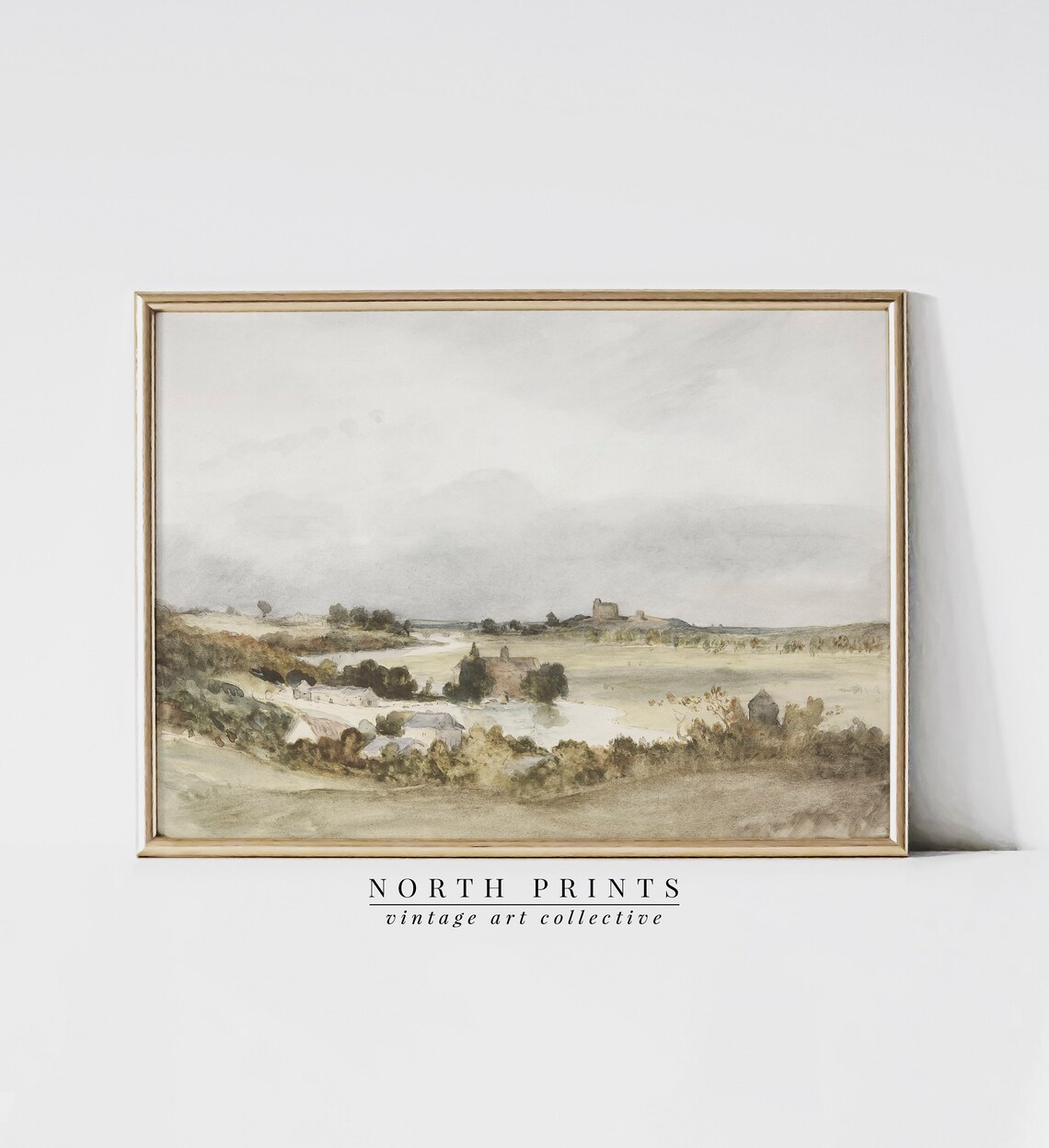 Soft Green Summer Country Landscape Watercolor Art Print