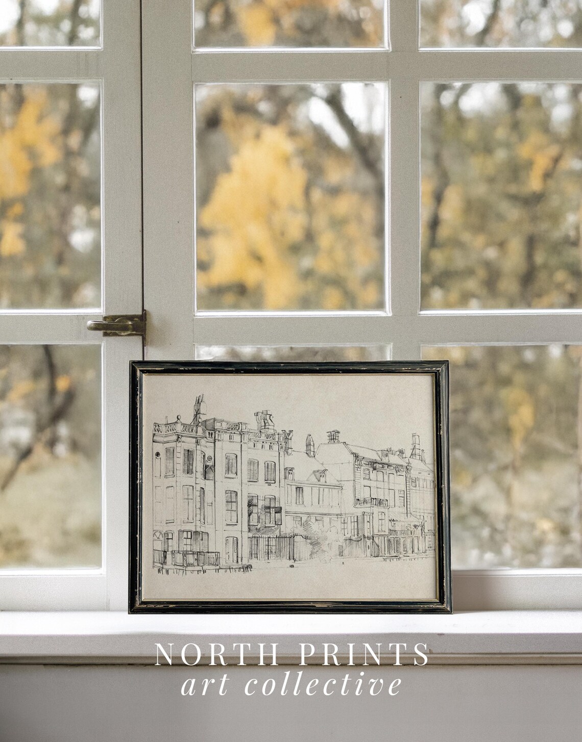 Neutral Architecture Art Sketch, Vintage Modern Farmhouse - Image 3