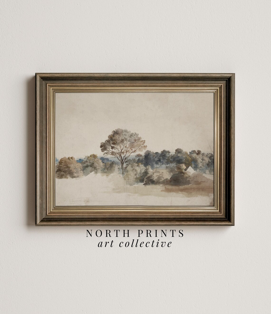 Antique Rustic Neutral Landscape Art Print