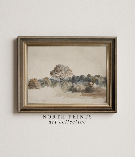 Antique Rustic Neutral Landscape Art Print
