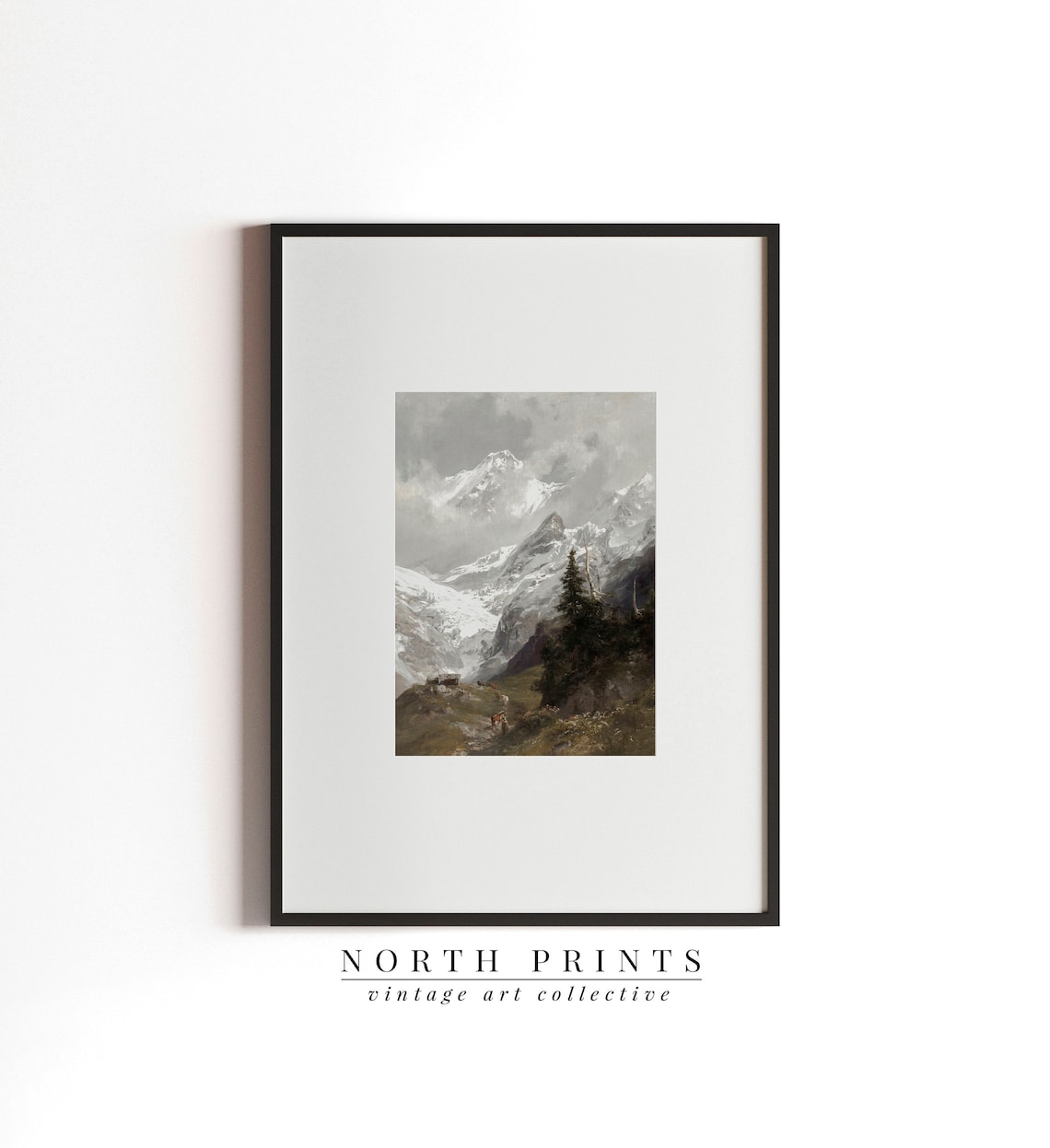 Rustic Mountain Landscape Painting, Alps Wall Art Print - Image 2