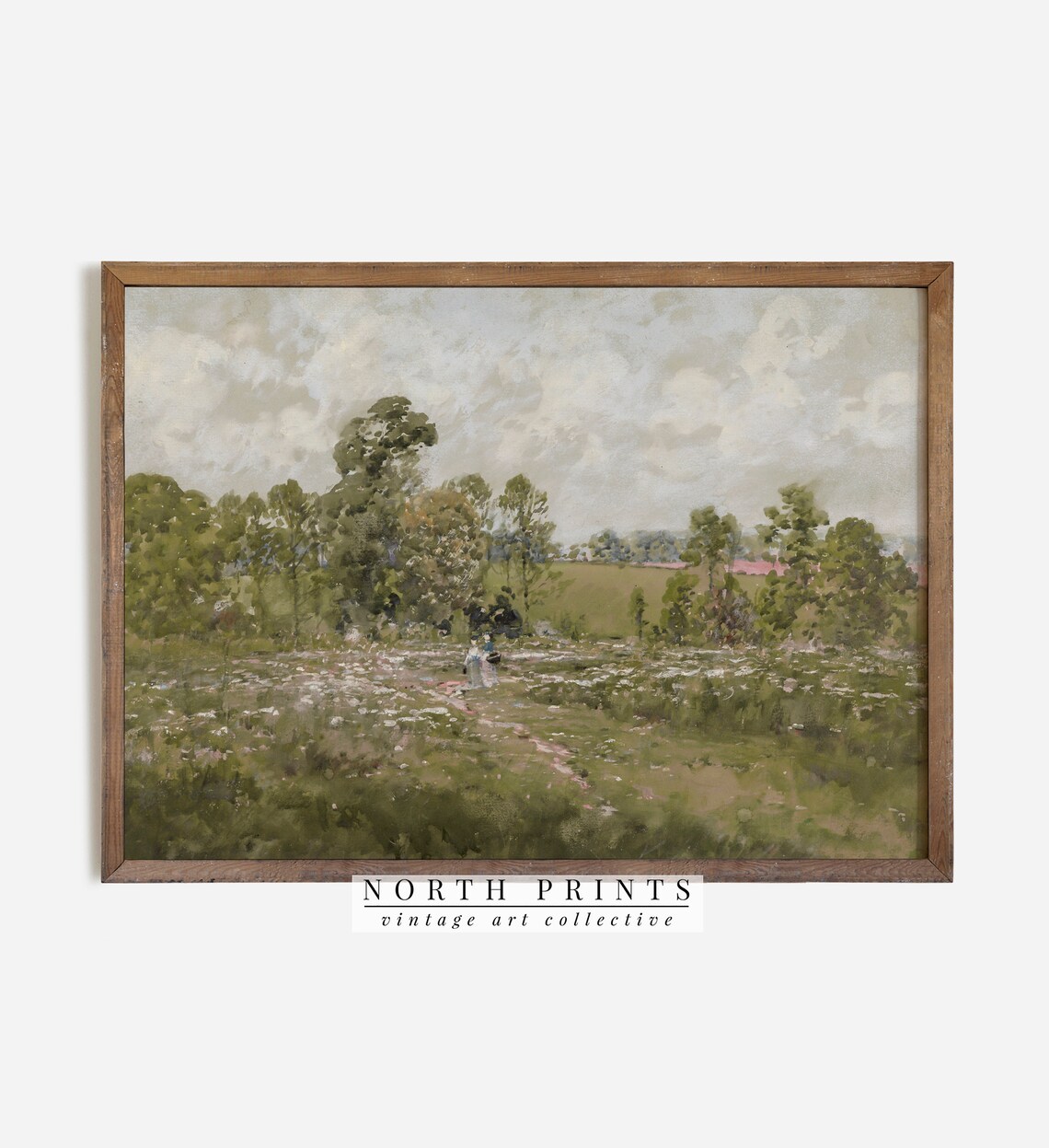 Summer Meadow Landscape Watercolor Art Print - Image 2