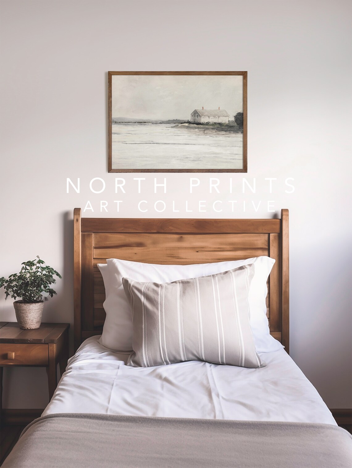 Lake House Vintage Coastal Neutral Art Print - Image 3