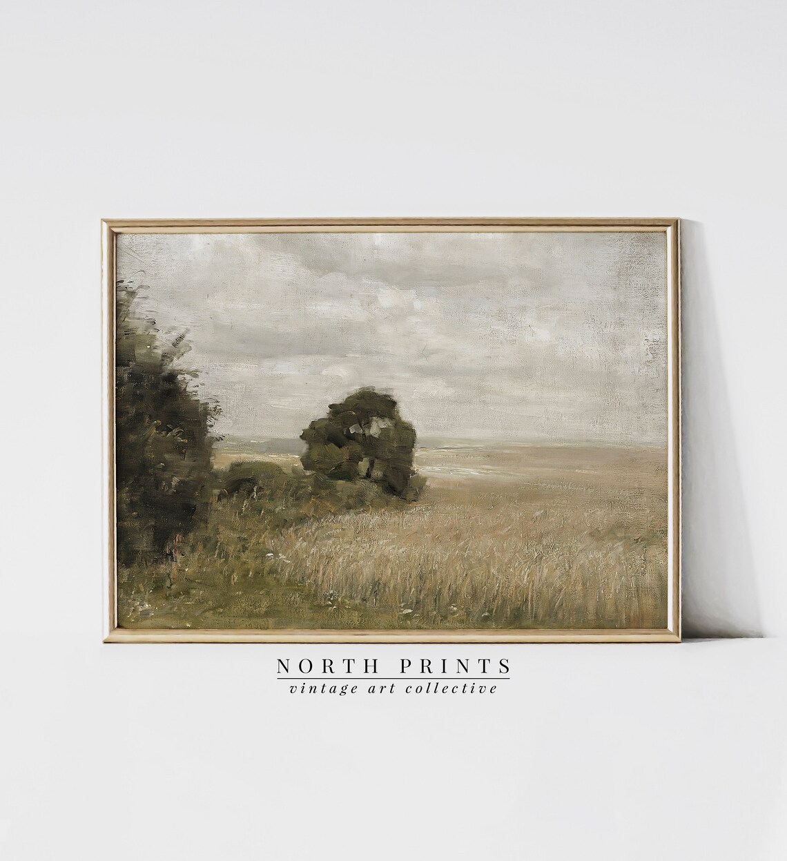 Vintage Summer Landscape Painting, Country Meadow Art Print