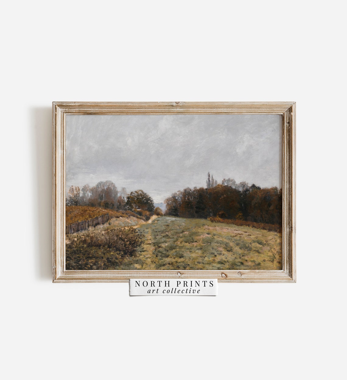 Vintage Fall Landscape Painting Meadow Path Autumn Trees Poster - Image 2