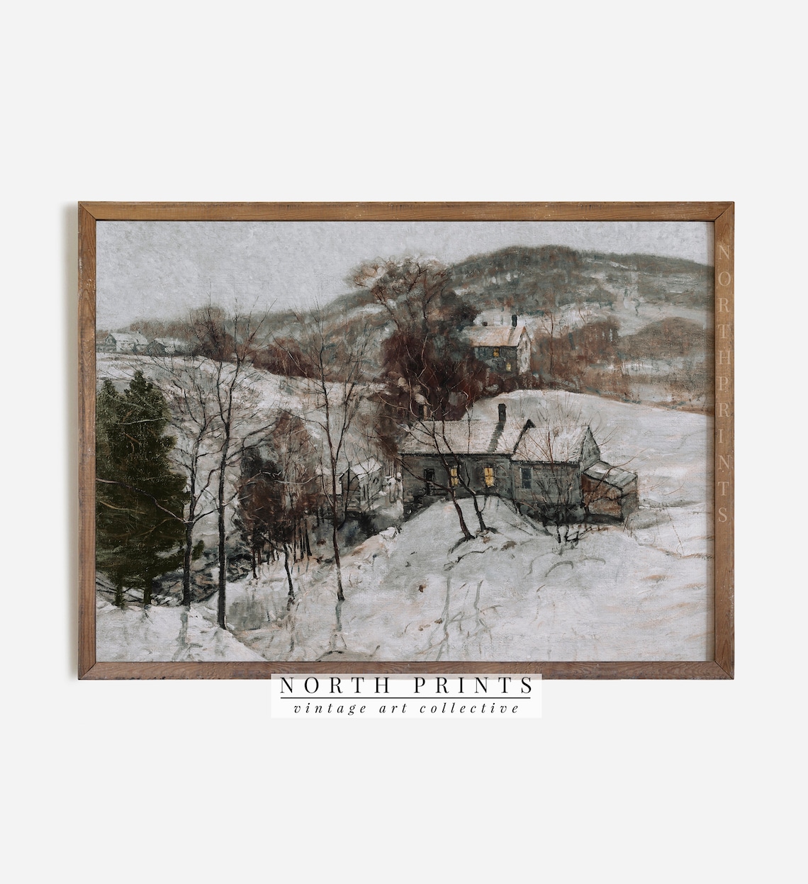 Rustic Winter Farmhouse Christmas Art Print - Image 3