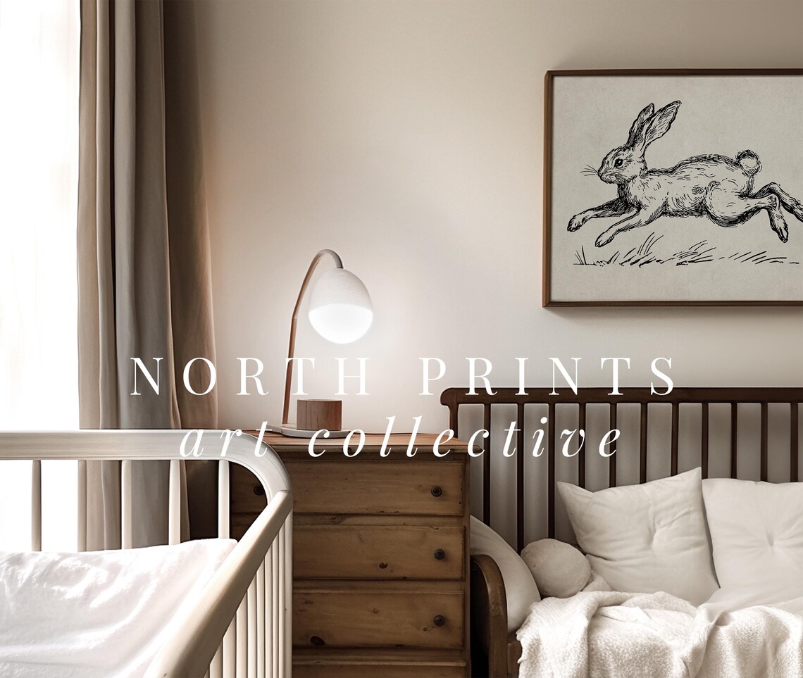 Rustic Rabbit Art Print, Neutral Scandinavian Nursery Decor - Image 3