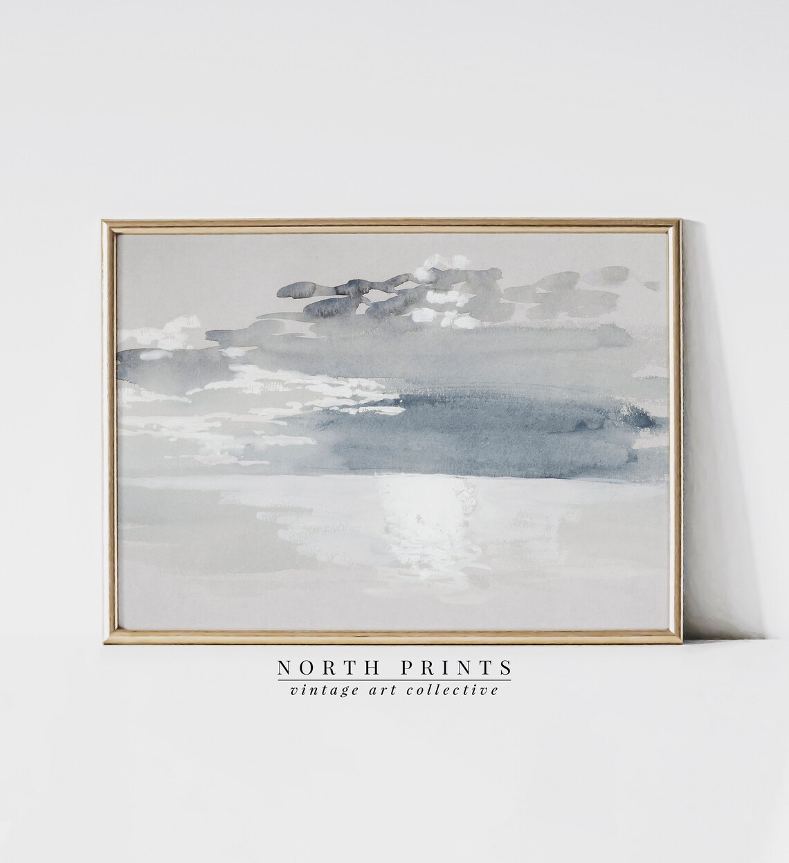Vintage Blue Tonal Coastal Painting Art Print