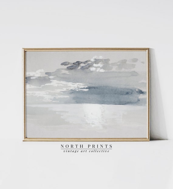 Vintage Blue Tonal Coastal Painting Art Print