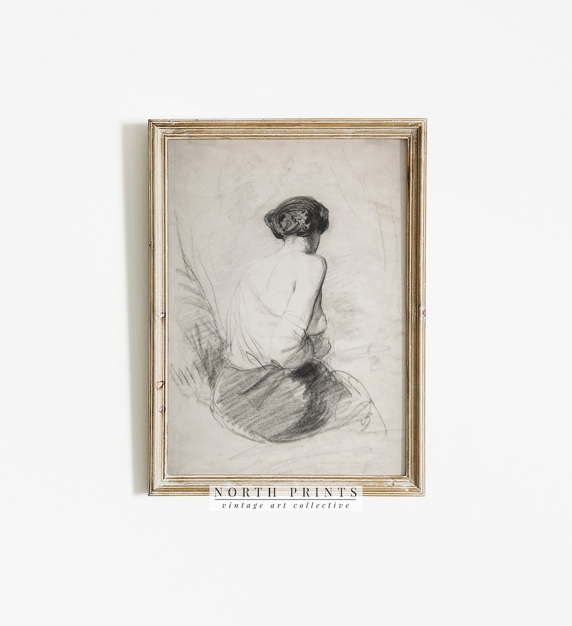 Antique Woman Sketch Art Print, Neutral Bathroom Decor - Image 4