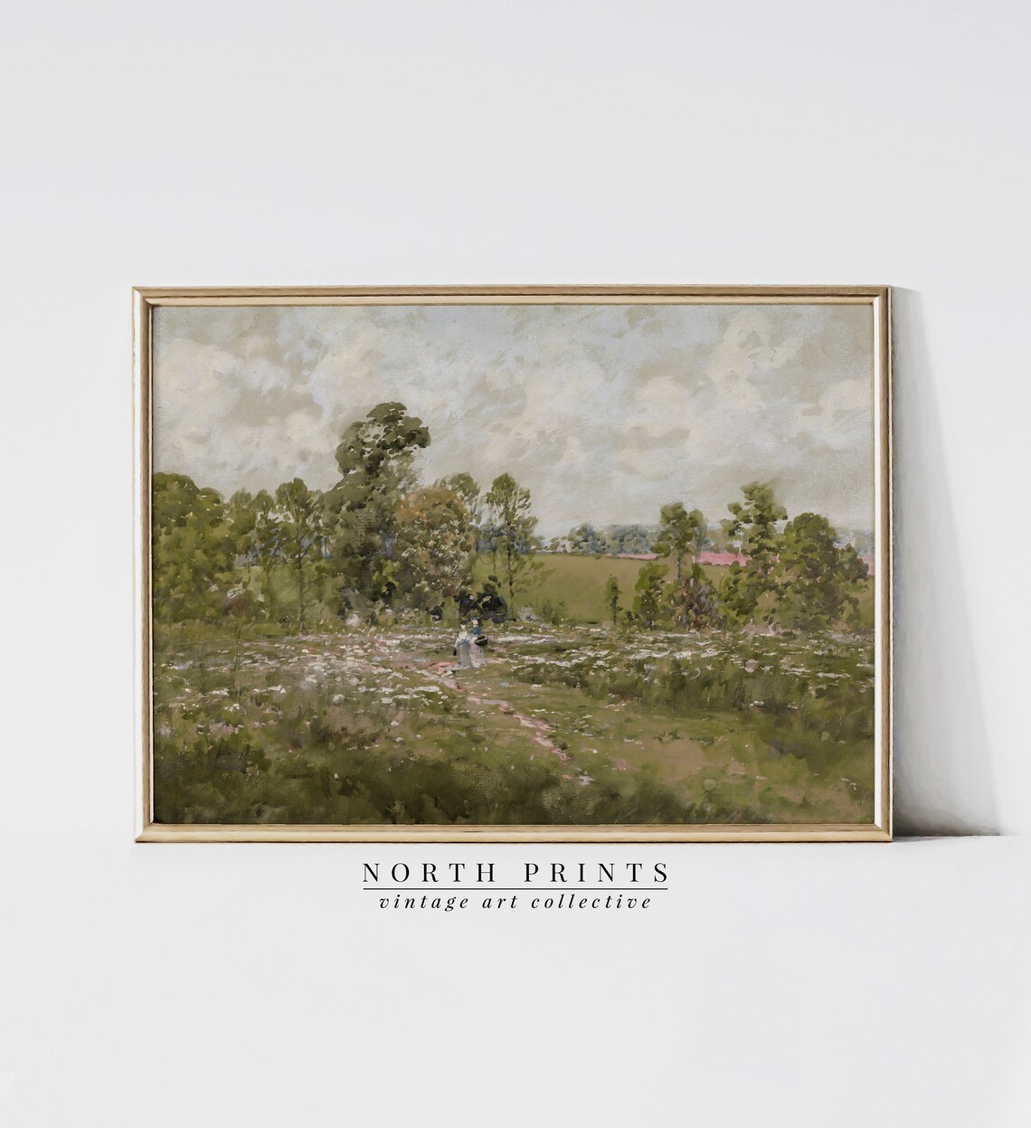 Summer Meadow Landscape Watercolor Art Print