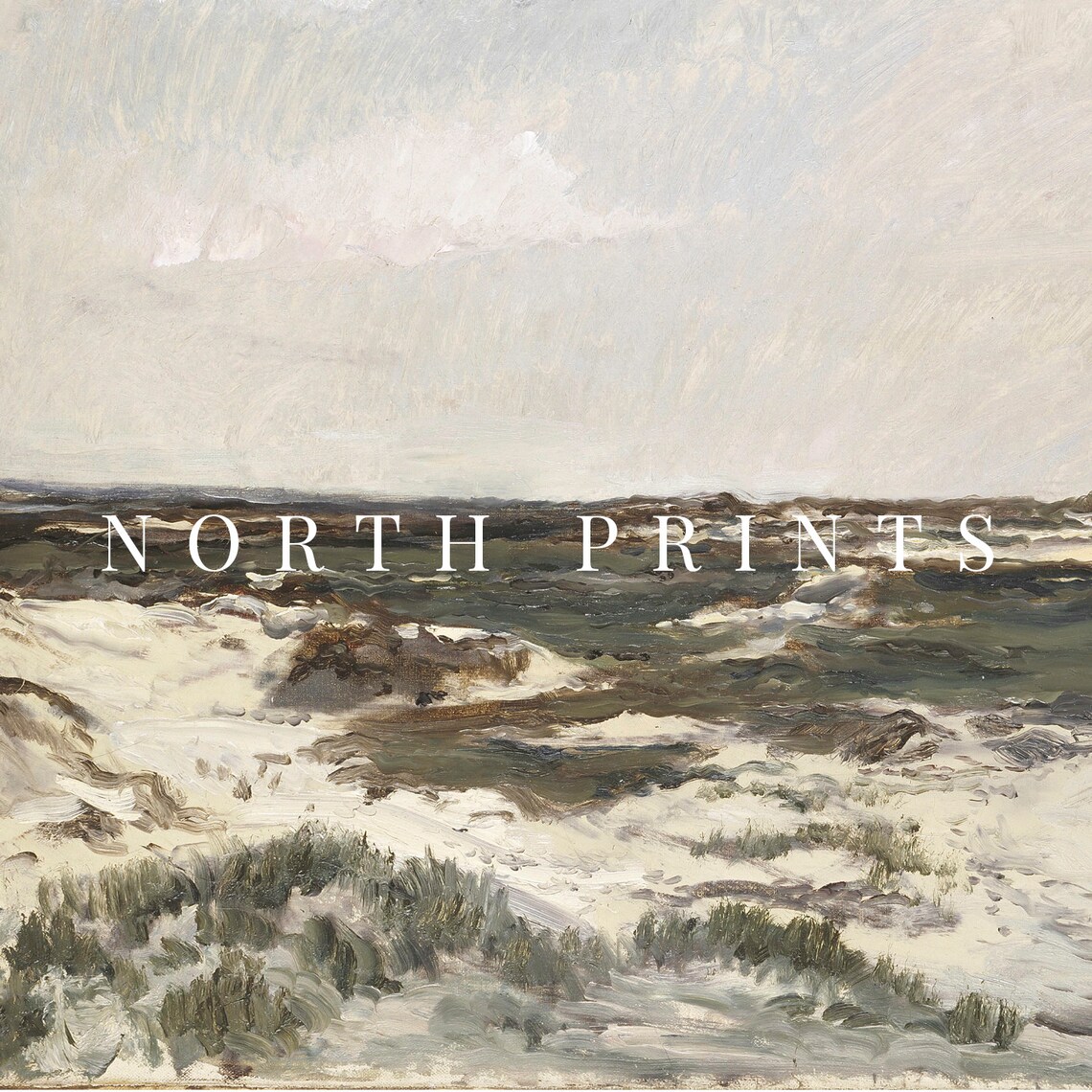 Vintage Coastal Beach Landscape Poster, Soft Green - Image 4