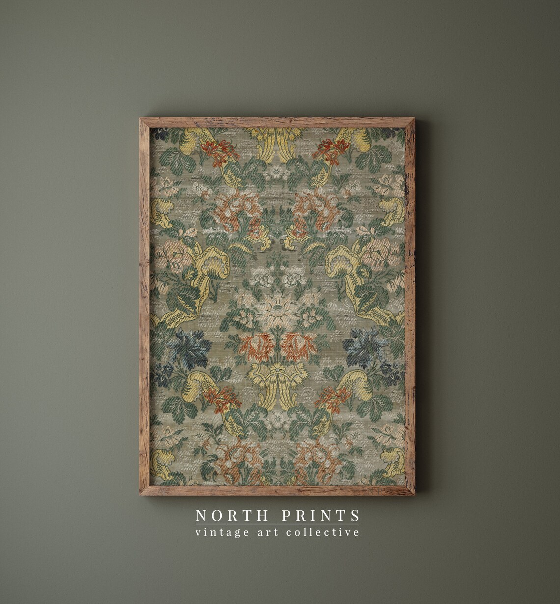 Vintage Textile Art Rug Pattern, Green Tapestry - Image 4