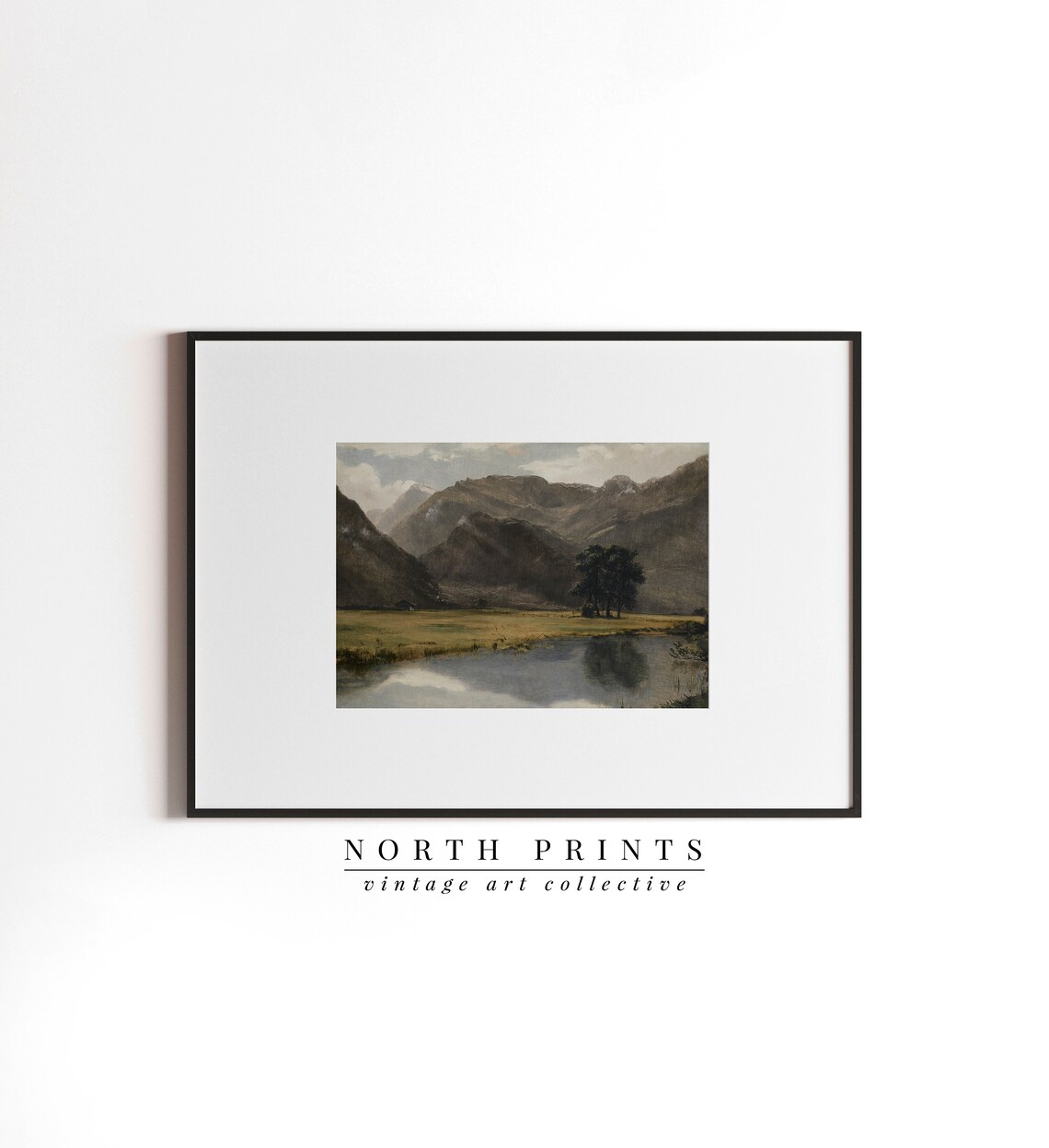 Vintage River Landscape Painting, Mountain Art Print - Image 3