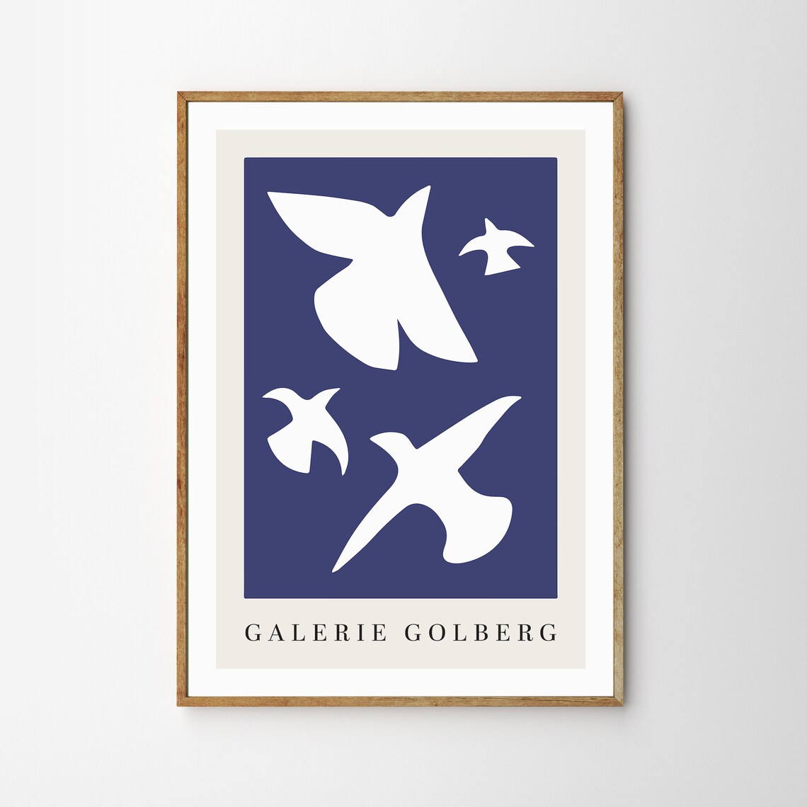 Galerie Golberg Flying White Birds Navy Blue Cut Out Art Poster - Image 4